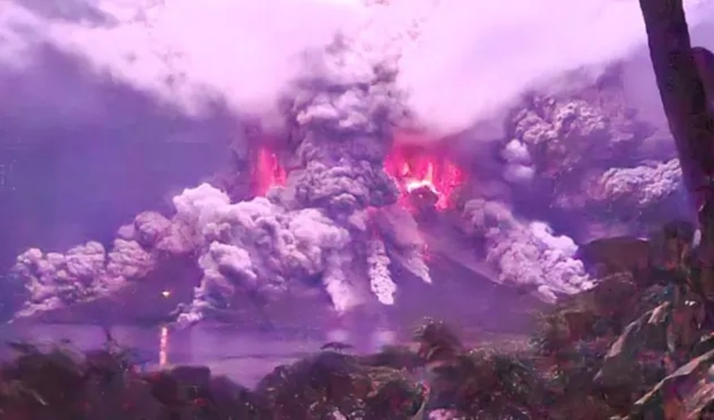 Mount Ruang Volcano Erupts