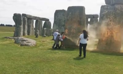Spraying Stonehenge Orange