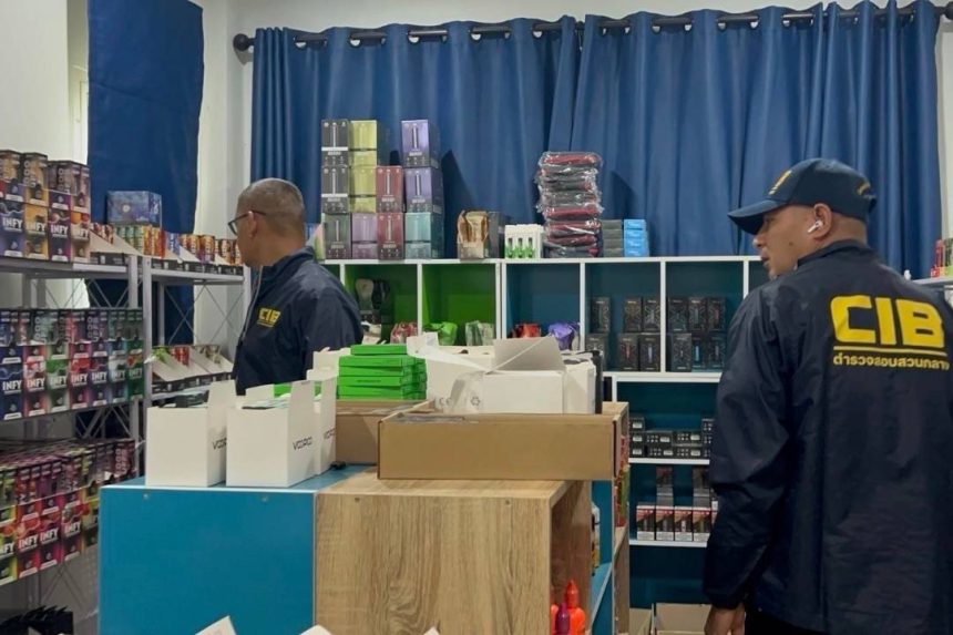 Police raid a house storing vaping products in Chiang Mai, Thailand