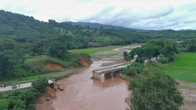 Bridge Collapses in Thoeng District - CTN Drone Image