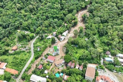 A landslide caused by heavy rain struck the Kata area in Phuket on Friday