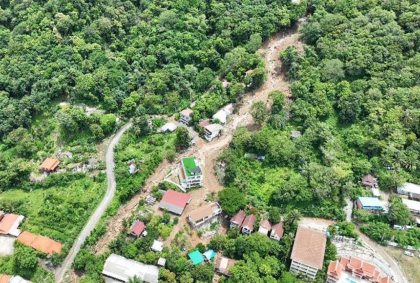 A landslide caused by heavy rain struck the Kata area in Phuket on Friday