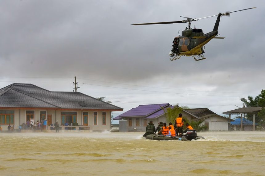 Helicopter drops supplies in Chiang Rai Province - MCOT Image