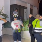 Rescuers respond to the scene of a fatal fall at a Pattaya hotel on Saturday.