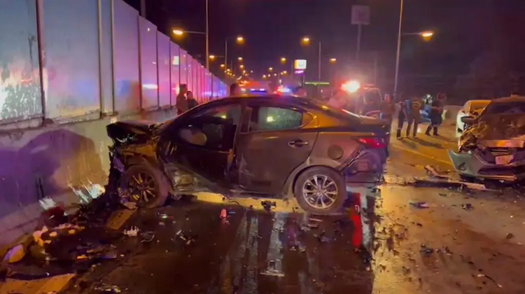 Grey Mazda 2 Sedan severely damaged - Police Image