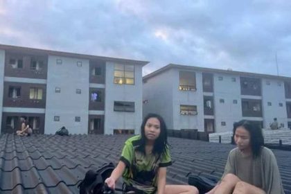 Students on Dormitory Roof at Phayao University