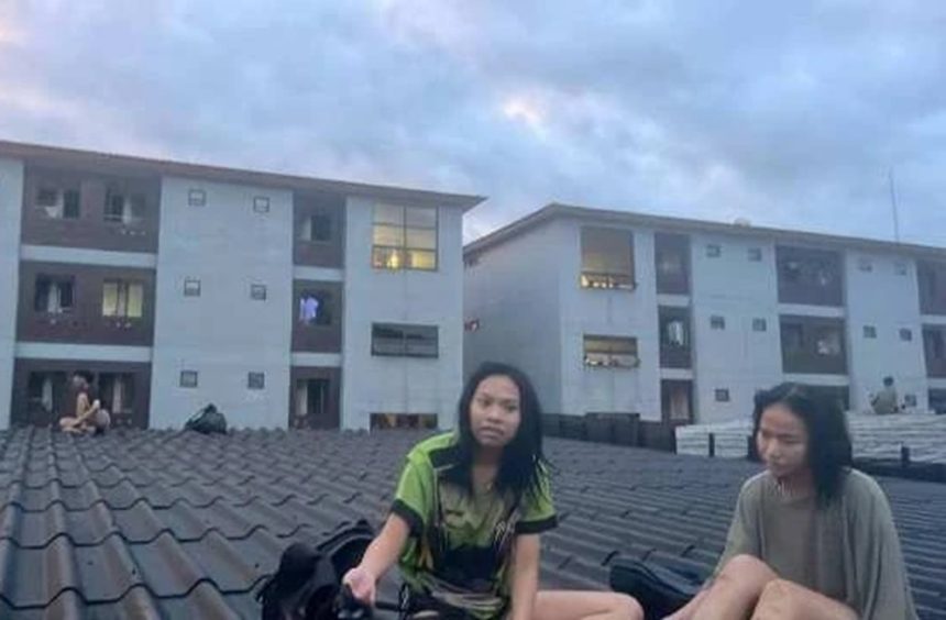 Students on Dormitory Roof at Phayao University