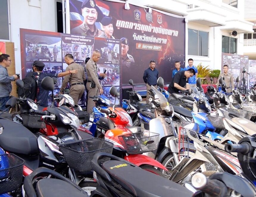 Chiang Rai Police Seize Over 500 Modified Motorcycles