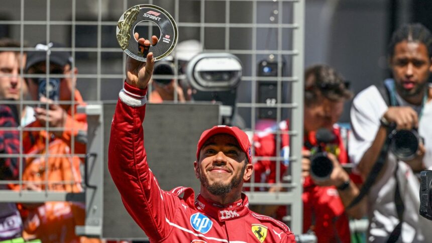 Lewis Hamilton takes first win for Ferrari in sprint race at Chinese Grand Prix